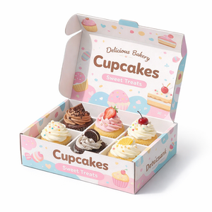 กล่องบรรจุภัณฑ์เค้กสำหรับอีคอมเมิร์ซ กล่องกระดาษลูกฟูกแบบ B และ E พร้อมตัวเลือกแบบไดคัท กล่องไปรษณีย์ OEM - Product Image 1