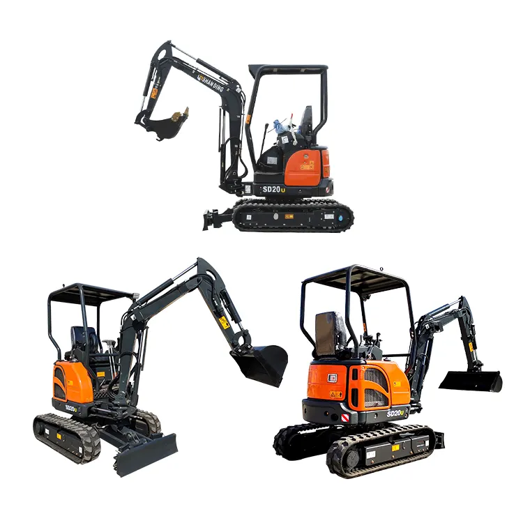 2T Miniature Backhoe Excavadora Mini Hydraulic Crawler Small Size Wheel Construction Backhoe Garden Household Farm Greenhouse