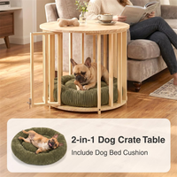Table basse en bois de qualité supérieure 2-en-1 avec niche pour chien et lit donut intégré