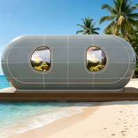 Maison capsule en acier préfabriqué moderne, structure en conteneur, installation rapide, pod modulaire pour glamping, commande intelligente, écologique, imperméable