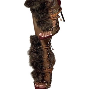 Stazione europea moda Vintage <span class=keywords><strong>con</strong></span> <span class=keywords><strong>lacci</strong></span> estivi in rete <span class=keywords><strong>con</strong></span> fibbia in metallo Color-block Mao tacco sottile <span class=keywords><strong>sandali</strong></span> Super alti da esterno - Product Image 5