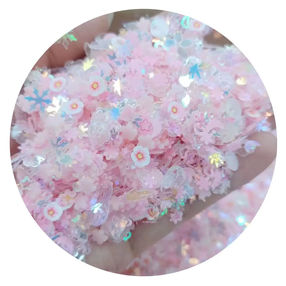 Purpurina luminosa para decoración de uñas, adornos para manicura Nail Art, flor mixta, copo de nieve, Concha, corazón, estrella, lentejuelas