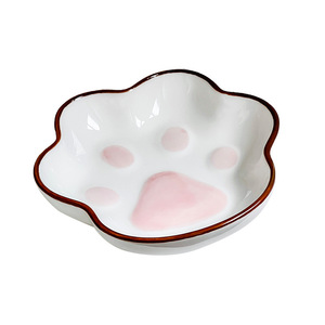 Mini-plats en céramique personnalisés avec motif de patte de chat, pour condiments, assaisonnements de hot pot, sauces, et soja - Product Image 4