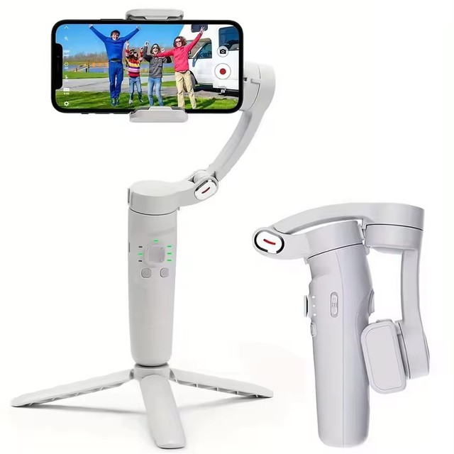 Three- AI Phone Stabilizer Gimbal Holder Live Shooting Tracking Selfie Stick for Outdoor Mobile Camera Use