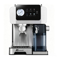Anbolife - Cafetera Espresso Eléctrica Semiautomática de 20 Bares, Acero Inoxidable, con Molinillo Incorporado, Programable Táctil, para Hotel o Tienda