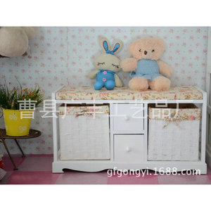 Solid <b>Wood</b> Shoe Changing Stool White <b>Storage</b> <b>Bench</b> With Drawers And Baskets For Entryway - Product Image 1