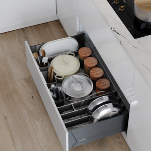 Organizzatore per Cassetti di Utensili da Cucina, Cestello Estraibile a 3 Lati per <span class=keywords><strong>Pentole</strong></span> e Padelle, Contenitore per Armadietto - Product Image 1