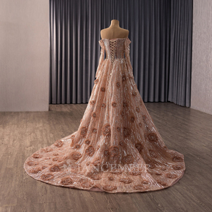 Robe de soirée sexy sans bretelles avec manches longues, dos lacé et traîne détachable Jancember Rsm251147 - Product Image 4