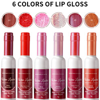 ALIVER Ensemble de 6 gloss à lèvres effet bouteille de vin, fini mat, longue tenue, anti-transfert, haute pigmentation, réduit les ridules