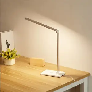 Camera da letto ufficio telefoni cellulari intelligenti Qi 5W caricatore senza fili a Led da scrivania lampada da comodino luce notturna regolabile lampada da tavolo