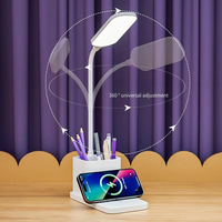 Lampe de table LED sans fil moderne 15W DC avec chargeur sans fil QI, gradation à trois niveaux, design simple et flexible pour la lecture – Ventes Flash