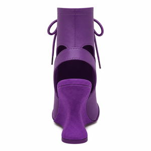 <span class=keywords><strong>Sandali</strong></span> con zeppa viola da donna all'ingrosso, con tacco alto e punta aperta, allacciati alla caviglia - Product Image 4