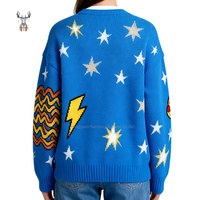 Nanteng personnalisé usine hiver ample décontracté grande taille motifs alimentaires amusants conception tricot col en V pour vêtements femmes cardigan pull