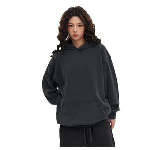 Sudadera con capucha de lana personalizada para hombre, Sudadera con capucha lavada de alta calidad, ropa de calle con hombros descubiertos y logotipo personalizado - Product Image 2