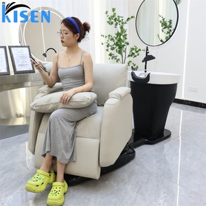 Fauteuil de lavage professionnel Kisen pour salon de coiffure, équipement rotatif, deux fonctions en option, lit de lavage cascade - Product Image 1