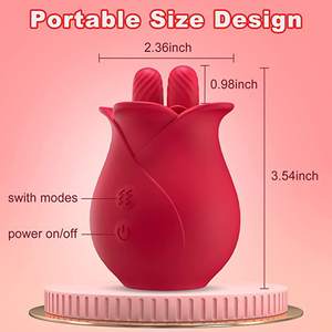 Wasserdichter tragbarer Größen-Design-Rosen <span class=keywords><strong>vibrator</strong></span> für Frauen Zwei-Wege-lebensechte Zunge lecken berühren persönliches Körper-Vaginal massage gerät - Product Image 6