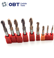 Alat Frais CNC Hrc45 Hrc50 Hrc60 Kinerja Tinggi Inci dan Ukuran Metrik 4Flute Ballnose Ujung Bulat Endmill