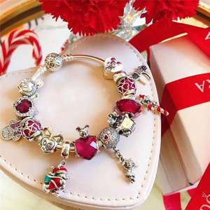 Toptan son çıkan yüksek kalite S925 gümüş gül altın bilezik seti boncuk orijinal Pulsera moda güzel bilezik - Product Image 4