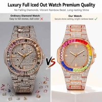 Nouvelle Tendance Design Montre Homme Luxe Diamant Moissanite Givré Quartz Bijoux de Luxe et 2 Ensembles Bracelet Montre pour Cadeau