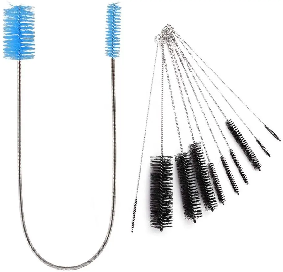 10-Set Double-Ended Bristles Hose Pipe Cleaner with Stainless Steel Long Tube Handheld Cleaning Brush Pipe Eco-Friendly Durable