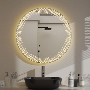 Miroir rond décoratif personnalisé pour hôtel, salle <span class=keywords><strong>de</strong></span> bain, salon, miroir mural moderne avec interrupteur tactile et éclairage LED - Product Image 4
