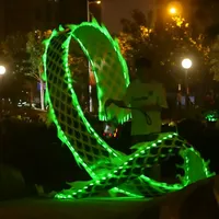Poi LED Lumineux Dragon avec Tête de Dragon, Danse du Dragon Chinois, Fitness en Extérieur, Jonglage, Accessoires LED Dragon Stream