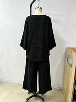 Setelan Linen Wanita Grosir 2 Potong Gaya Boho Atasan Tunik Oversize Celana Kaki Lebar Setelan Serasi Pakaian Linen Kuning Mustard Kasual Musim Panas