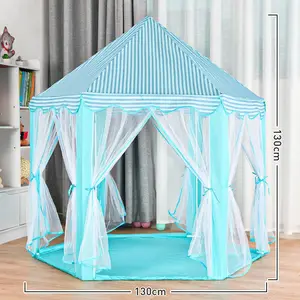 Kids Castle Hexagonal Play House Pink Portable Folding Princess Play Tent for Children Protected Bags Soft Toy Travel Military