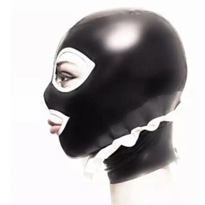 LaTeX costura sirvienta juego de rol Club hecho a mano capucha de goma capucha de látex - Product Image 2