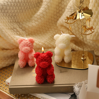 Premium 3D Rosen-Texturierte Handgemachte Kleine Bärenförmige Kerze Niedliche Kerzen für Hochzeits- und Partyfavors