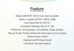 Système de <span class=keywords><strong>caisson</strong></span> de basses <span class=keywords><strong>amplifié</strong></span> de 10 pouces Boîte de <span class=keywords><strong>caisson</strong></span> de basses sous siège compact de 600 watts, actif et mince de 10 pouces - Product Image 3