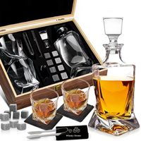 Ensemble de carafe en borosilicate fait à la main en bois torsadé écologique verres à vin en cristal de whisky glaçon coupe-cigare outils de barre