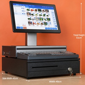 15.6" Standing All-in-One POS Terminal with Cash Drawer 80mm <b>Printer</b> for Supermarket Fresh Food Store Windows Android System - Product Image 4