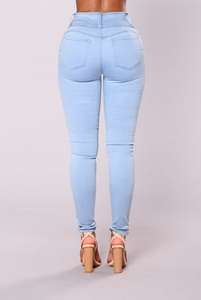 Autentico colombiano a vita alta da <span class=keywords><strong>donna</strong></span> <span class=keywords><strong>Jeans</strong></span> in Denim chiaro motivo floreale dritto Casual Vintage effetto glutei Push colore blu - Product Image 6