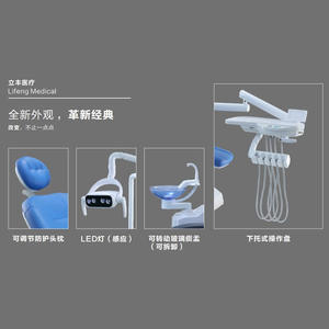 Sillón de Tratamiento Dental FL-208 Eléctrico Color Azul con Escupidera Giratoria de Vidrio, Certificado CE - Product Image 5