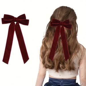 Jepit Rambut Pita Panjang Beludru Model Klasik Warna Solid Aksesoris Jepit Rambut untuk Wanita Grosir - Product Image 4