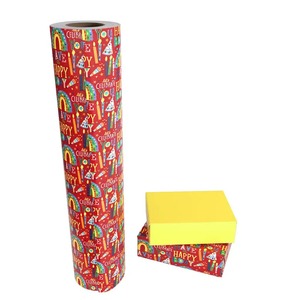 Custom Eco-Friendly Happy Birthday Pattern Gift <b>Wrap</b> <b>Paper</b> <b>Roll</b> Red Art <b>Paper</b> 100GSM Coated Recyclable Double-Sided Digital - Product Image 1