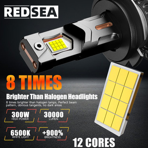 Redsea Auto 300W 40000LM Luz <span class=keywords><strong>LED</strong></span> H4 Para Luces <span class=keywords><strong>LED</strong></span> H7 H11 Bombillos <span class=keywords><strong>LED</strong></span> Scheinwerfer lampe 9005 9006 H11 Focos <span class=keywords><strong>LED</strong></span> H4 <span class=keywords><strong>LED</strong></span> Auto Licht - Product Image 3