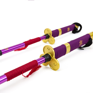 Bâton de randonnée pliable en alliage d'aluminium violet, réglable en 3 sections, avec poignée en EVA et embout en caoutchouc pour la randonnée - Product Image 5