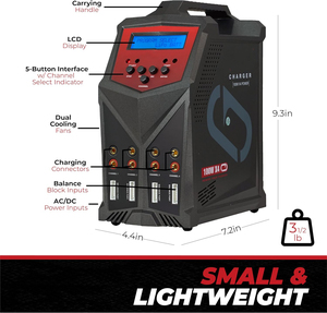 Chargeur rapide pour batterie LiPo Quad avec écran LCD, 4 ports, 100W chacun, AC/DC 7A, chargeur d'équilibrage 1S-6S, drone - Product Image 5
