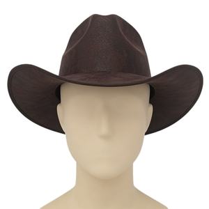 Chapeau de cowboy occidental noir à large bord en simili cuir unisexe, chapeau de protection solaire de style rétro - Product Image 1