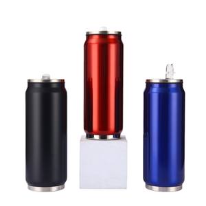 Canette de cola en acier inoxydable à double paroi de 17 oz avec paille Cadeau promotionnel Design mignon 304 Matériau Bouteille sous vide 500ml - Product Image 5