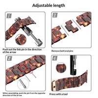 Bracelet de montre en acier inoxydable et résine acétate à trois maillons en fibre de verre pour Apple Watch Series 11 10, bracelet de remplacement