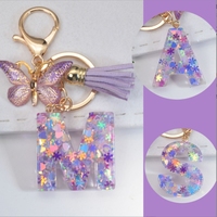 Porte-clés en forme de sac à main en gros, pendentif avec lettre capitale 26, porte-clés avec lettres anglaises, porte-clés en résine, pendentif en acrylique brillant