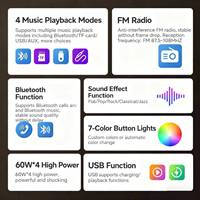 Autoradio universel 1 Din 12V avec télécommande, 2 ports USB, amplificateur pour écran LCD 5.0, lumières colorées, émetteur FM