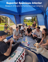 Tente de camping pour SUV 5-9 personnes avec espace moustiquaire, tente familiale pour voiture, tente de camping imperméable avec extension pour hayon de véhicule et auvent