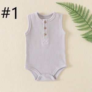 Pelele de algodón para bebé, <span class=keywords><strong>sin</strong></span> mangas, de verano, para recién nacido, traje de gateo triangular, ropa de gateo para bebé, <span class=keywords><strong>pijama</strong></span> Harajuku para bebé - Product Image 3