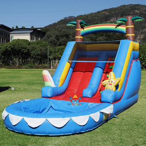 Toboggan aquatique gonflable d'extérieur avec <span class=keywords><strong>piscine</strong></span>, équipement de jeu pour les fêtes d'été des enfants dans la cour, pour des journées amusantes en famille dans le jardin - Product Image 2