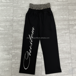 Fabricants de vêtements personnalisés, pantalons de survêtement à double taille, pantalons de survêtement amples et lourds, impression sérigraphique, pantalons de survêtement pour hommes - Product Image 1
