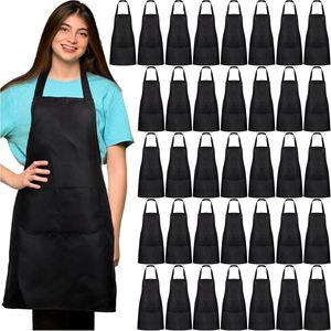 Tablier de cuisine personnalisé en gros pour la cuisine, les écoles, les étudiants, cadeau promotionnel, tablier à bavette noir uni personnalisé avec logo pour la promotion - Product Image 4